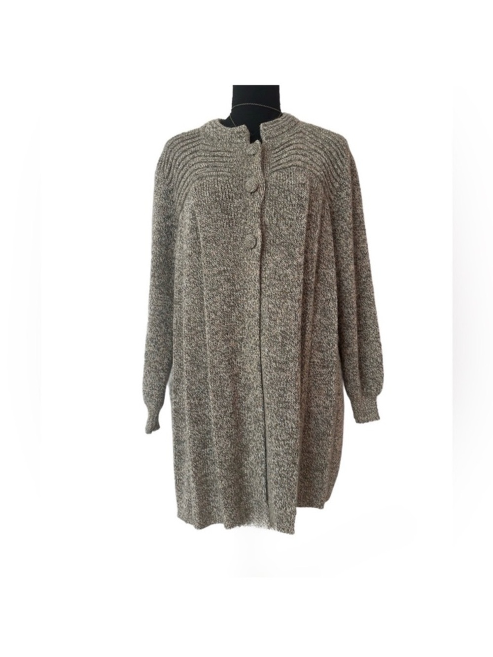 #34 PERUVIAN LINK ~ Cozy Brown Long Cardigan Sweater w/Pleated Details size OS